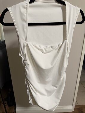 Maternity White Sleeveless Ruched Top